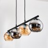 Koyoto Suspension, Boule lumineuse, Suspension Ambre, Chrome, Fumé, 4 lumières