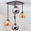 Koyoto Plafonnier, Boule lumineuse Ambre, Chrome, Clair, Fumé, 5 lumières