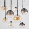 Koyoto Suspension, Boule lumineuse, Suspension Anthracite, Argenté, Blanc, 8 lumières