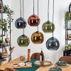 Koyoto Suspension, Boule lumineuse, Suspension Bleu, Or, Vert, Cuivré, 6 lumières