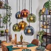 Koyoto Suspension, Boule lumineuse, Suspension Bleu, Or, Vert, Cuivré, 6 lumières