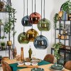 Koyoto Suspension, Boule lumineuse, Suspension Bleu, Or, Vert, Cuivré, 6 lumières
