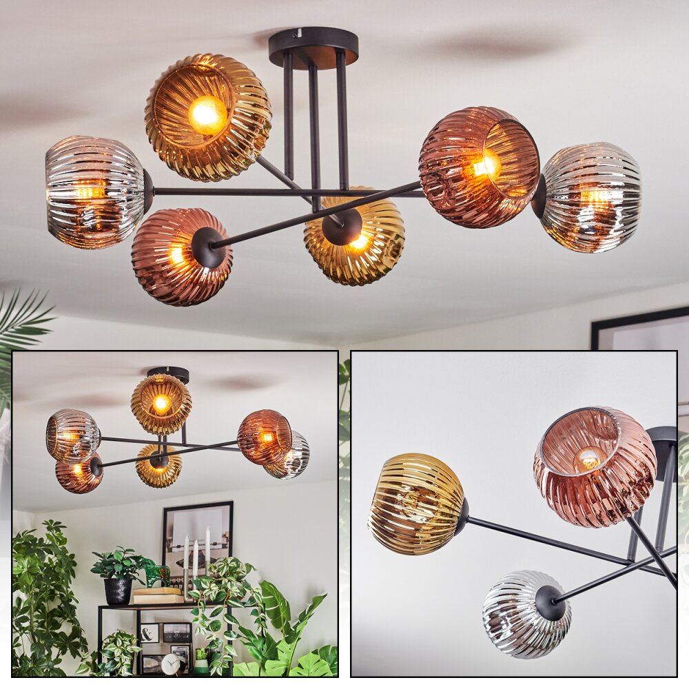 Ripoll Plafonnier, Boule lumineuse Chrome, Or, Cuivré, Fumé, 6 lumières main product photo