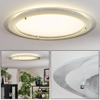 Ipres Plafonnier, Panel LED Argenté, Blanc, 1 lumière