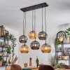 Ripoll Suspension, Boule lumineuse, Suspension Ambre, Fumé, 6 lumières