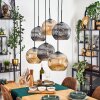Ripoll Suspension, Boule lumineuse, Suspension Ambre, Fumé, 6 lumières