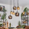 Ripoll Suspension, Boule lumineuse, Suspension Ambre, Fumé, 6 lumières