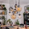 Gastor Suspension, Boule lumineuse, Suspension Ambre, Clair, Fumé, 8 lumières