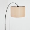 Soungou Lampadaire, Lampadaires arc Chrome, Noir, 1 lumière, Abat-jour en tissu
