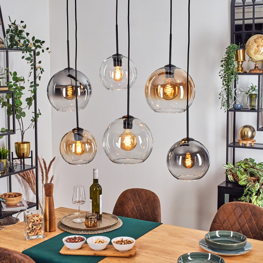 Koyoto Suspension, Boule lumineuse, Suspension Ambre, Clair, Fumé, 6 lumières main product photo