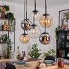 Gastor Suspension, Boule lumineuse, Suspension Ambre, Chrome, Clair, Fumé, 6 lumières