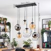 Gastor Suspension, Boule lumineuse, Suspension Ambre, Chrome, Clair, Fumé, 6 lumières