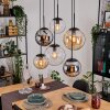 Gastor Suspension, Boule lumineuse, Suspension Ambre, Chrome, Clair, Fumé, 6 lumières