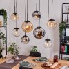 Gastor Suspension, Boule lumineuse, Suspension Ambre, Chrome, Clair, Fumé, 8 lumières