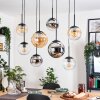 Gastor Suspension, Boule lumineuse, Suspension Ambre, Chrome, Clair, Fumé, 8 lumières