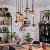 Gastor Suspension, Boule lumineuse, Suspension Ambre, Chrome, Clair, Fumé, 8 lumières