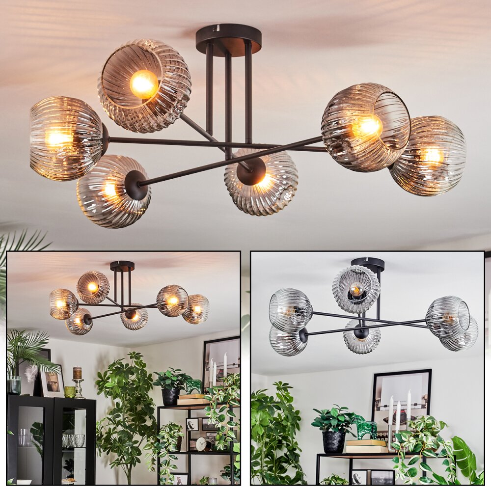 Ripoll Plafonnier, Boule lumineuse Clair, Fumé, 6 lumières main product photo