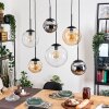 Gastor Suspension, Boule lumineuse, Suspension Ambre, Chrome, Clair, Fumé, 6 lumières