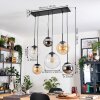 Gastor Suspension, Boule lumineuse, Suspension Ambre, Chrome, Clair, Fumé, 6 lumières