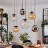 Gastor Suspension, Boule lumineuse, Suspension Ambre, Chrome, Clair, Fumé, 6 lumières