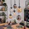 Gastor Suspension, Boule lumineuse, Suspension Ambre, Chrome, Clair, Fumé, 6 lumières