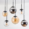 Gastor Suspension, Boule lumineuse, Suspension Ambre, Chrome, Clair, Fumé, 6 lumières