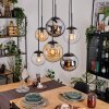 Gastor Suspension, Boule lumineuse, Suspension Ambre, Chrome, Clair, Fumé, 6 lumières