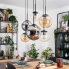 Gastor Suspension, Boule lumineuse, Suspension Ambre, Chrome, Clair, Fumé, 6 lumières