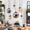Gastor Suspension, Boule lumineuse, Suspension Ambre, Chrome, Clair, Fumé, 6 lumières