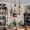 Gastor Suspension, Boule lumineuse, Suspension Ambre, Chrome, Clair, Fumé, 6 lumières