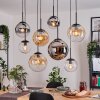 Gastor Suspension, Boule lumineuse, Suspension Ambre, Chrome, Clair, Fumé, 8 lumières