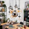 Gastor Suspension, Boule lumineuse, Suspension Ambre, Chrome, Clair, Fumé, 8 lumières