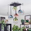 Gastor Plafonnier, Boule lumineuse Bleu, Vert, Clair, Cuivré, 5 lumières