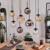 Gastor Suspension, Boule lumineuse, Suspension Ambre, Chrome, Clair, Fumé, 8 lumières