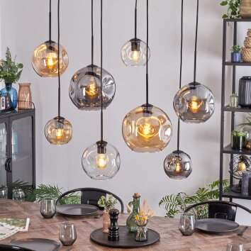 Ripoll Suspension, Boule lumineuse, Suspension Ambre, Clair, Fumé, 8 lumières