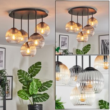 Koyoto Plafonnier, Boule lumineuse 37 cm Ambre, Clair, Fumé, 5 lumières
