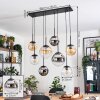 Gastor Suspension, Boule lumineuse, Suspension Ambre, Chrome, Clair, Fumé, 8 lumières