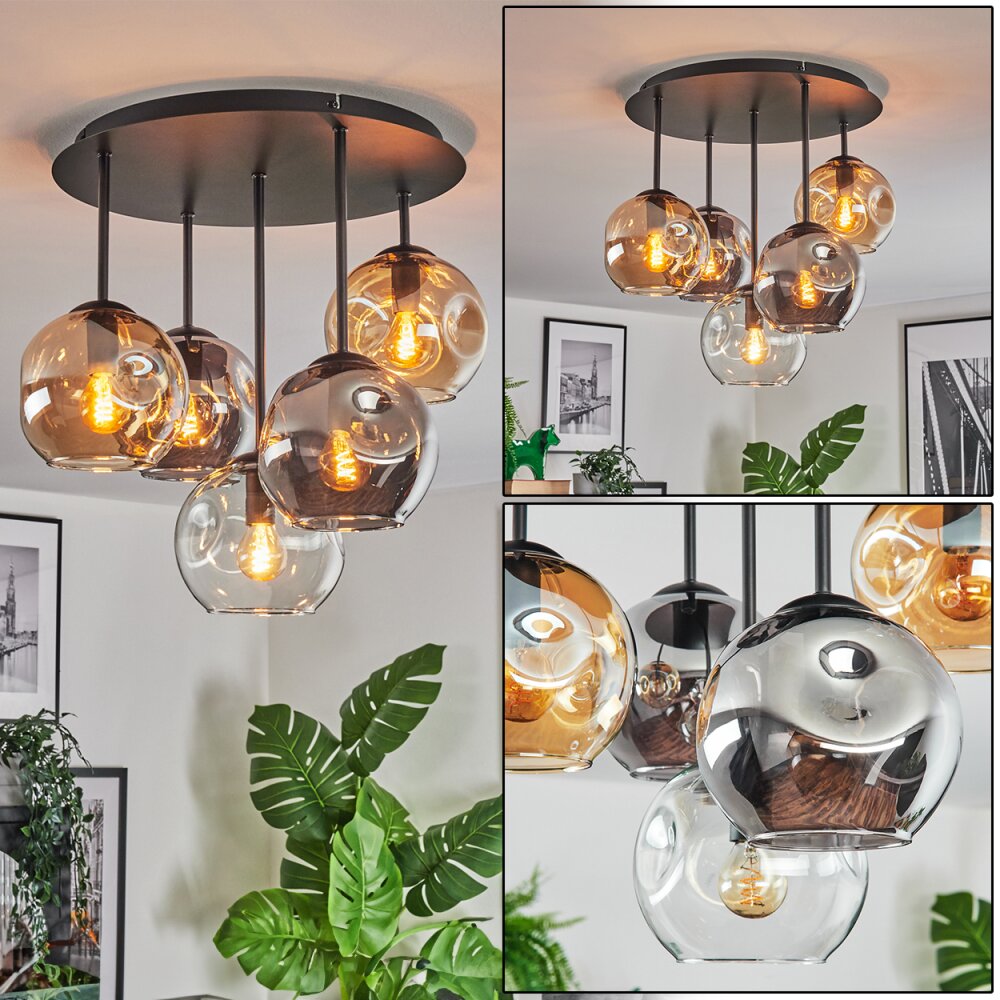 Ripoll Plafonnier, Boule lumineuse Ambre, Clair, Fumé, 5 lumières main product photo