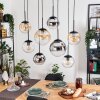 Gastor Suspension, Boule lumineuse, Suspension Ambre, Chrome, Clair, Fumé, 8 lumières
