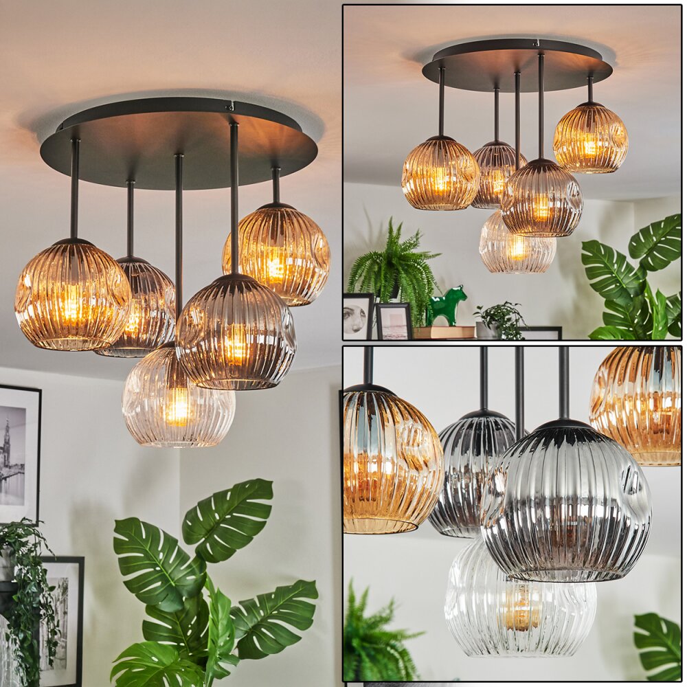 Ripoll Plafonnier, Boule lumineuse Ambre, Clair, Fumé, 5 lumières main product photo
