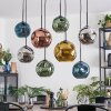 Ripoll Suspension, Boule lumineuse, Suspension Bleu, Chrome, Or, Vert, Cuivré, Fumé, 8 lumières