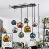 Ripoll Suspension, Boule lumineuse, Suspension Bleu, Chrome, Or, Vert, Cuivré, Fumé, 8 lumières