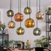 Ripoll Suspension, Boule lumineuse, Suspension Bleu, Chrome, Or, Vert, Cuivré, Fumé, 8 lumières