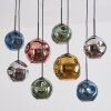 Ripoll Suspension, Boule lumineuse, Suspension Bleu, Chrome, Or, Vert, Cuivré, Fumé, 8 lumières