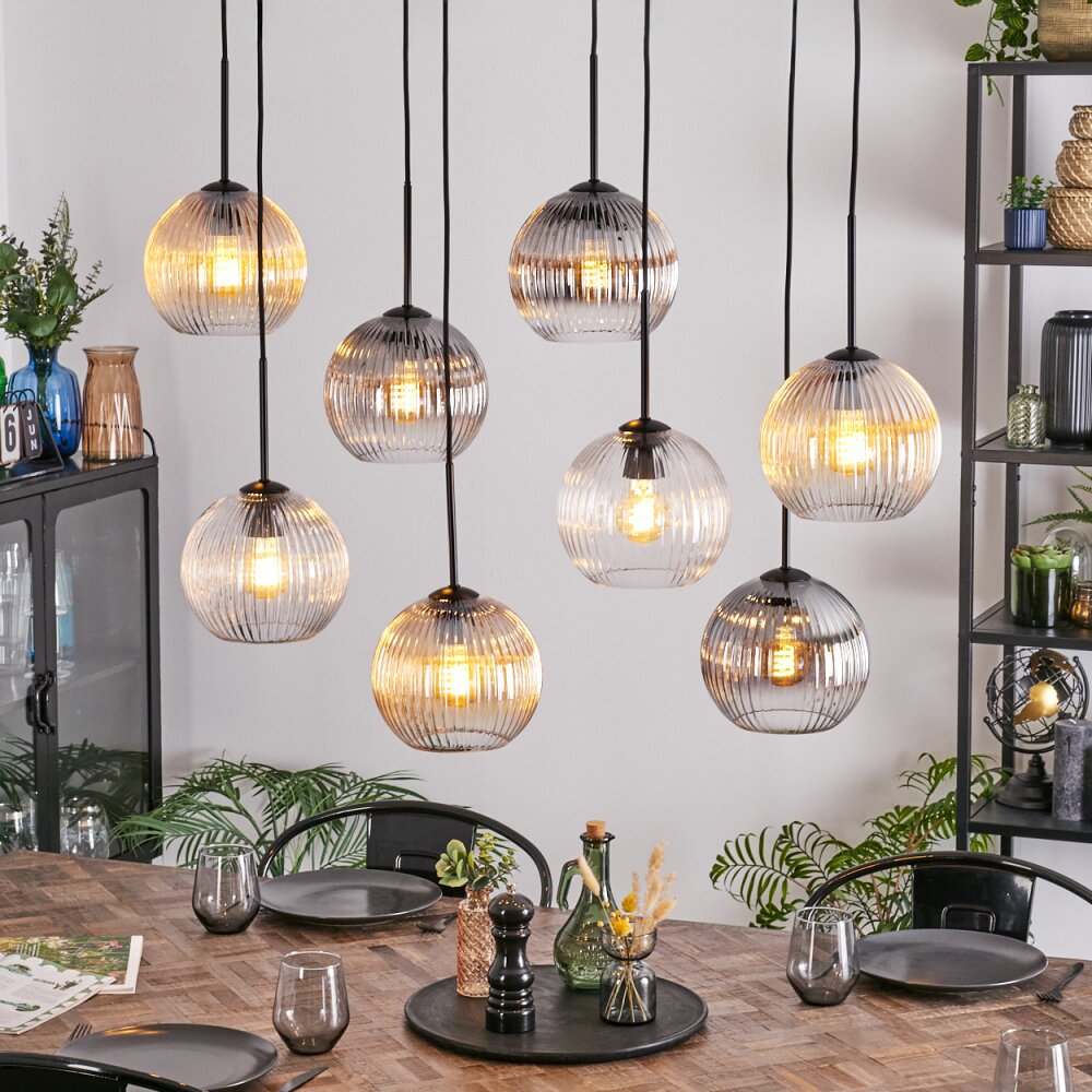 Koyoto Suspension, Boule lumineuse, Suspension Ambre, Clair, Fumé, 8 lumières main product photo