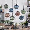Koyoto Suspension, Boule lumineuse, Suspension Bleu, Vert, Cuivré, 8 lumières