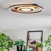 Hadel Plafonnier LED Couleur bois, Noir, 1 lumière