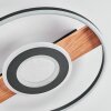 Hadel Plafonnier LED Couleur bois, Noir, 1 lumière