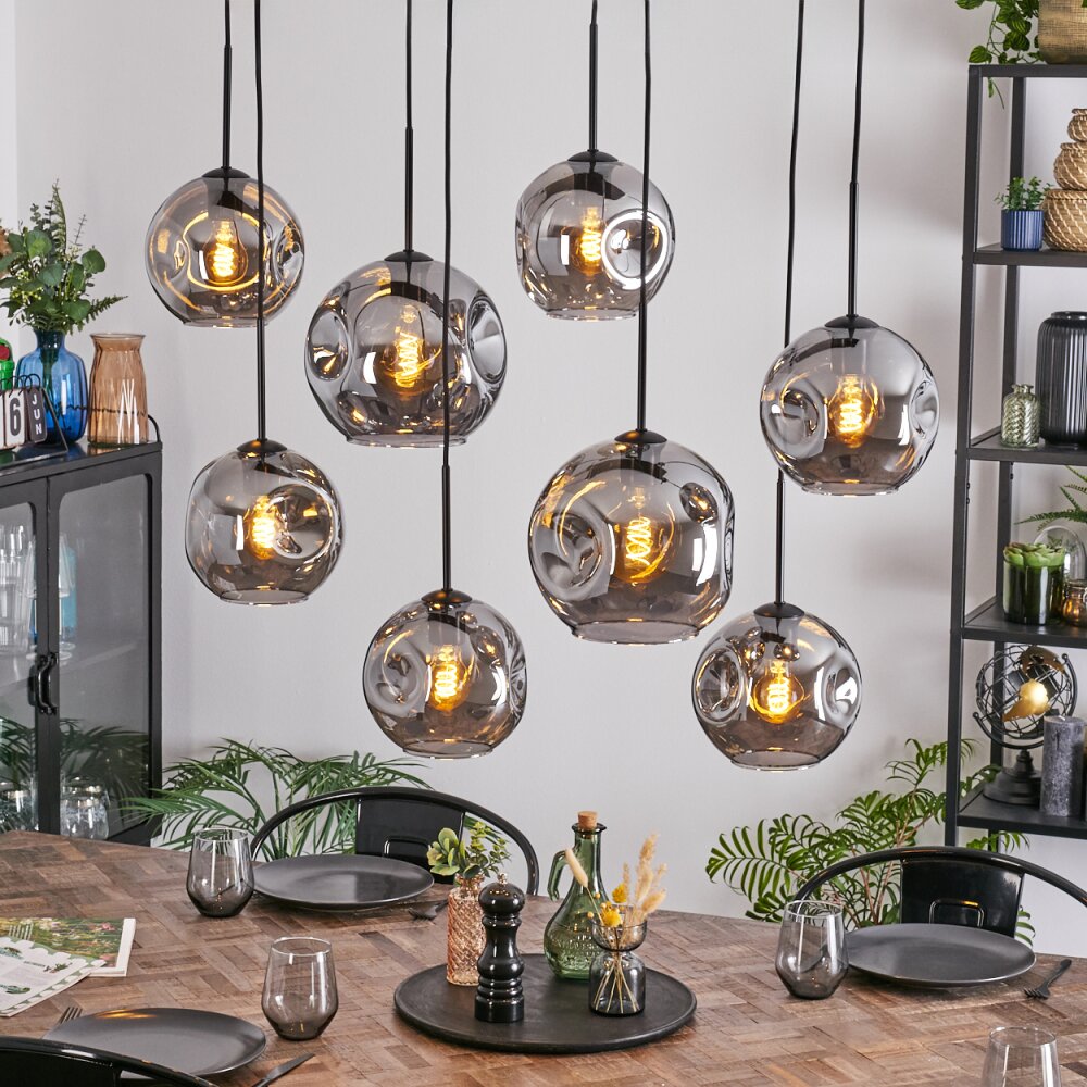 Ripoll Suspension, Boule lumineuse, Suspension Fumé, 8 lumières main product photo