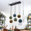 Ripoll Suspension, Boule lumineuse, Suspension Bleu, Or, Vert, 6 lumières